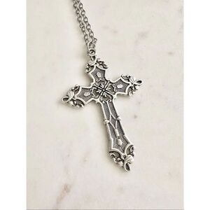Detailed gothic cross necklace